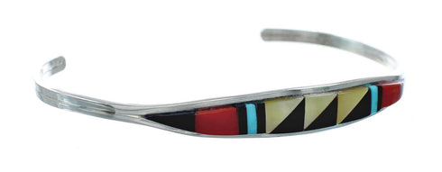Zuni Multicolor Inlay Sterling Silver Cuff Bracelet NN20134